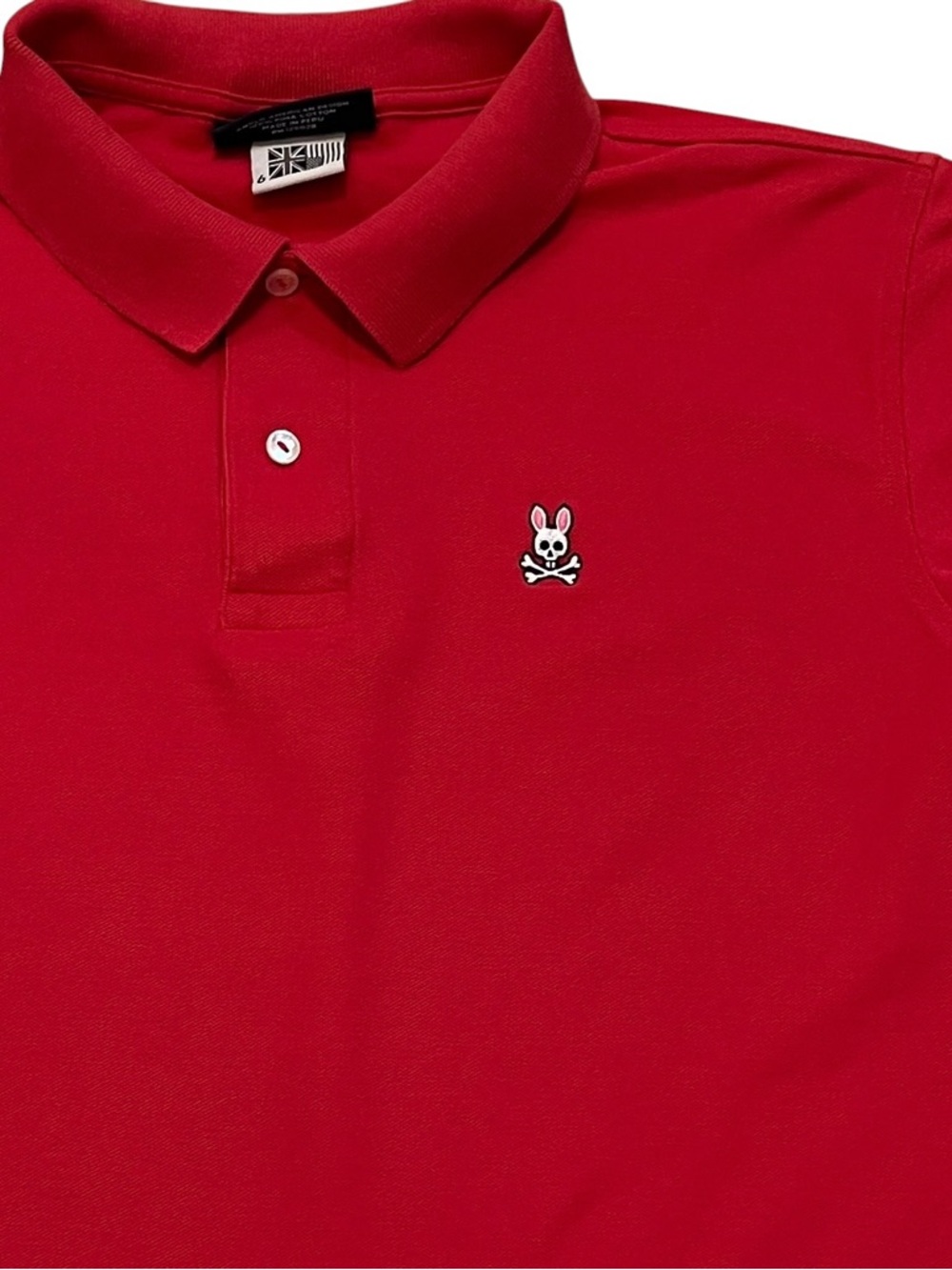 Psycho Bunny Polo Shirt Mens L Red Embroidered Logo Pique Cotton Classic